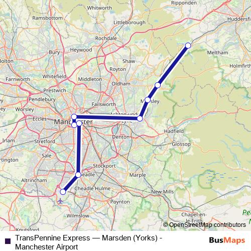 TransPennine Express rail Line Map