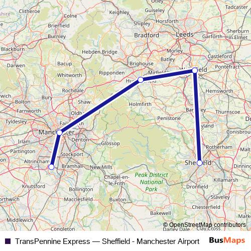 TransPennine Express rail Line Map