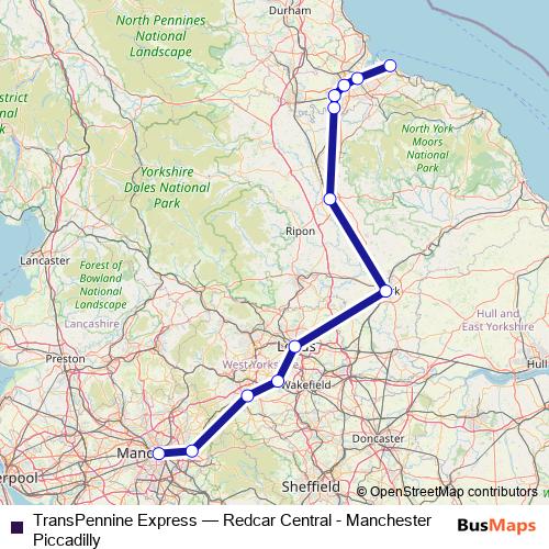 TransPennine Express rail Line Map
