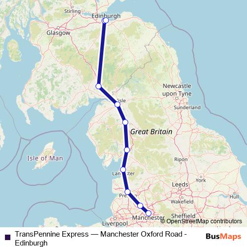 TransPennine Express rail Line Map