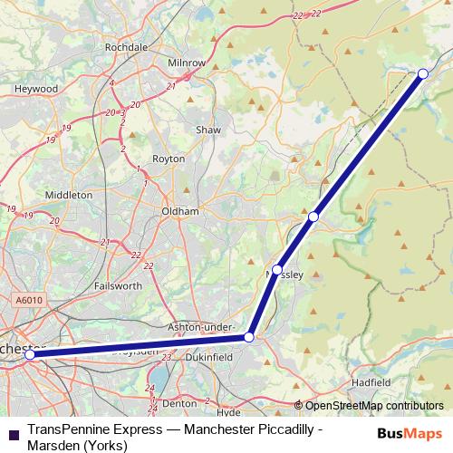 TransPennine Express rail Line Map