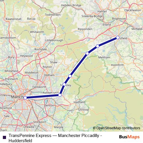 TransPennine Express rail Line Map