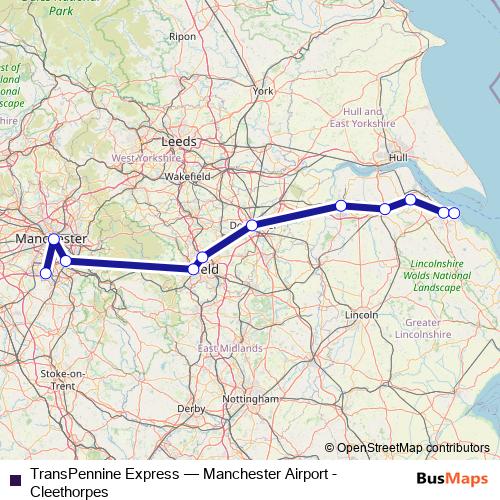 TransPennine Express rail Line Map