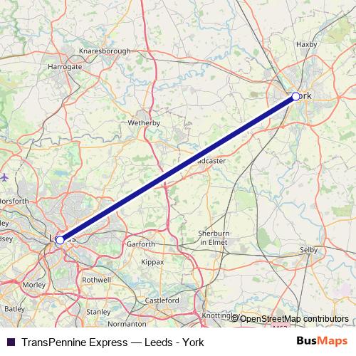 TransPennine Express rail Line Map