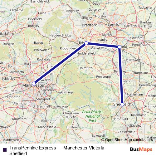 TransPennine Express rail Line Map