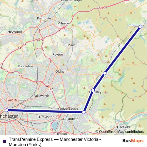 TransPennine Express rail Line Map