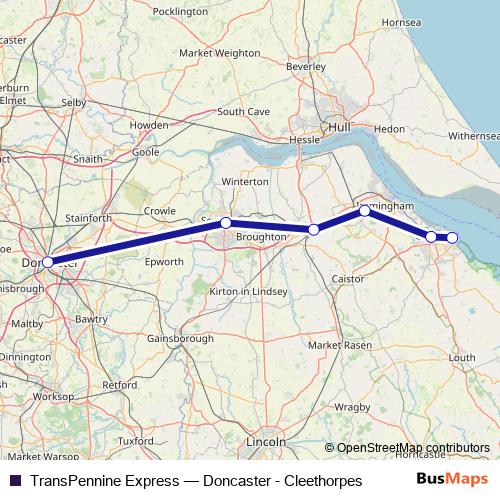 TransPennine Express rail Line Map
