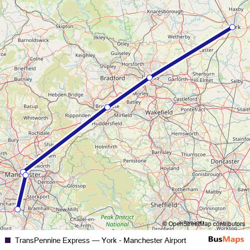 TransPennine Express rail Line Map