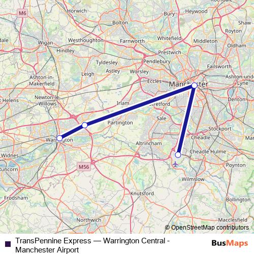 TransPennine Express rail Line Map