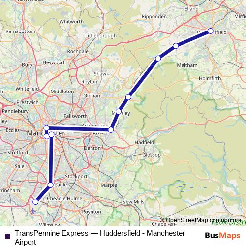 TransPennine Express rail Line Map