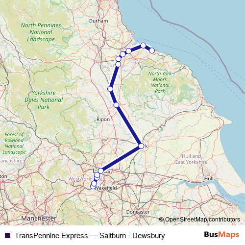 TransPennine Express rail Line Map
