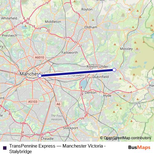 TransPennine Express rail Line Map