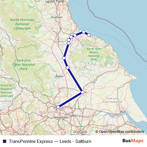 TransPennine Express rail Line Map