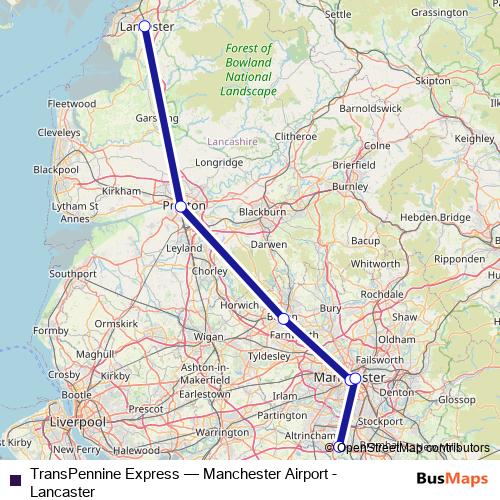 TransPennine Express rail Line Map