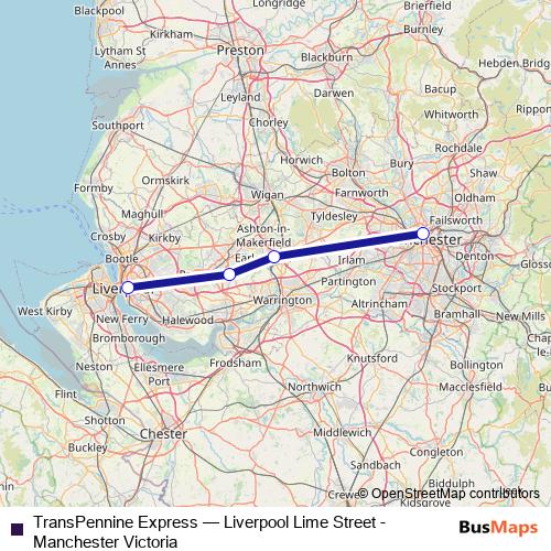 TransPennine Express rail Line Map