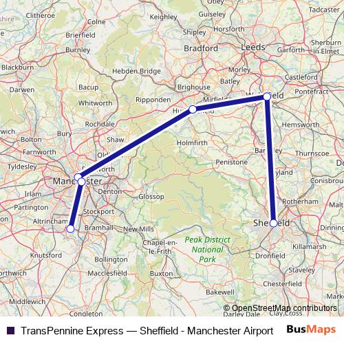 TransPennine Express rail Line Map