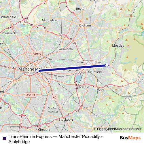 TransPennine Express rail Line Map
