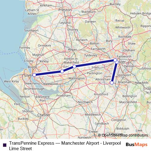 TransPennine Express rail Line Map