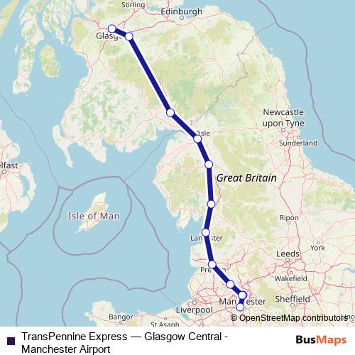 TransPennine Express rail Line Map