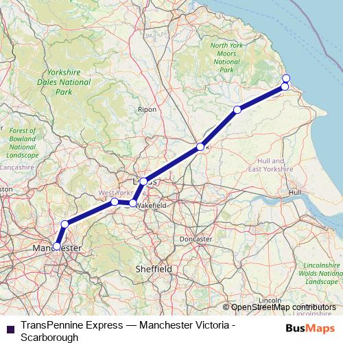 TransPennine Express rail Line Map