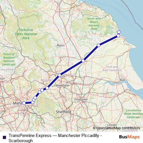TransPennine Express rail Line Map