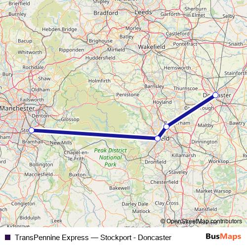 TransPennine Express rail Line Map