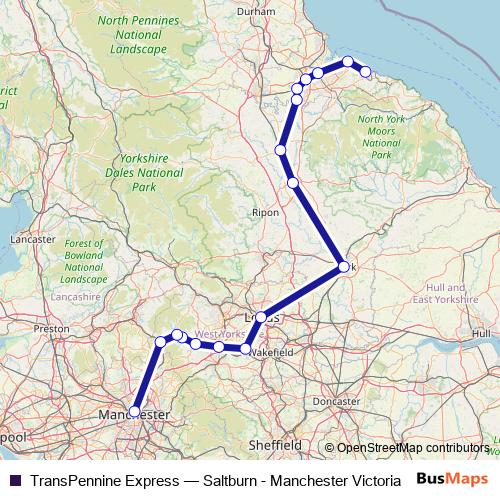 TransPennine Express rail Line Map