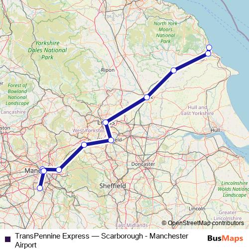 TransPennine Express rail Line Map