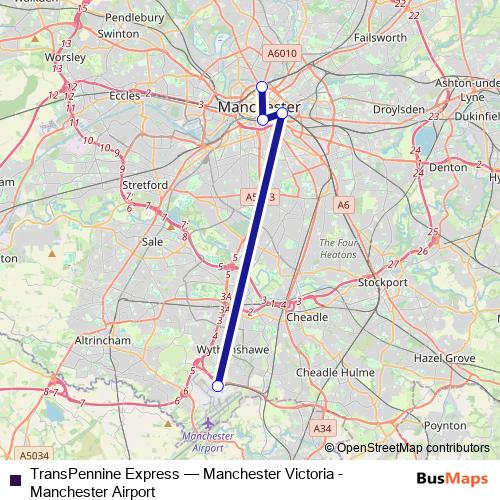 TransPennine Express rail Line Map