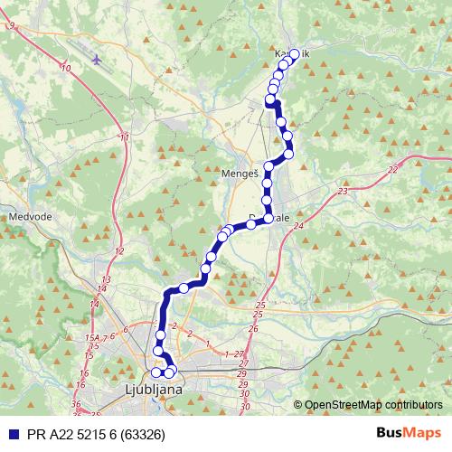 PR A22 5215 6 (63326) bus Line Map