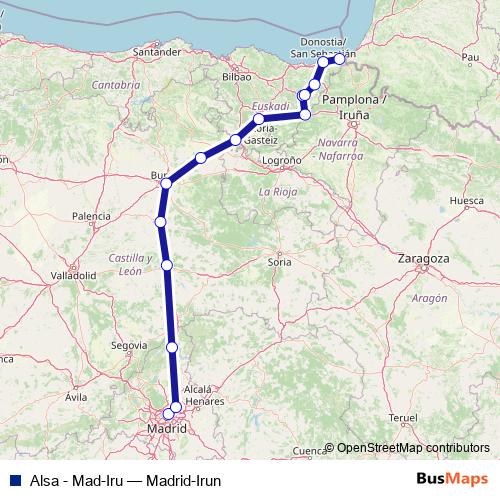 Alsa - Mad-Iru bus Line Map