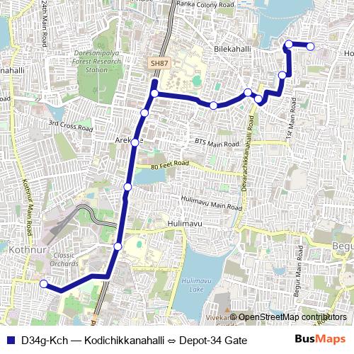 D34g-Kch bus Line Map