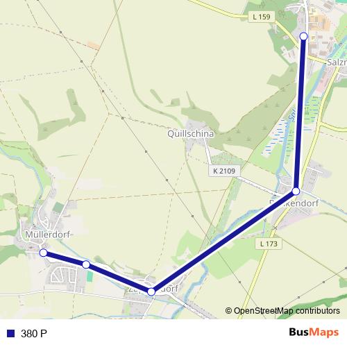 380 P bus Line Map