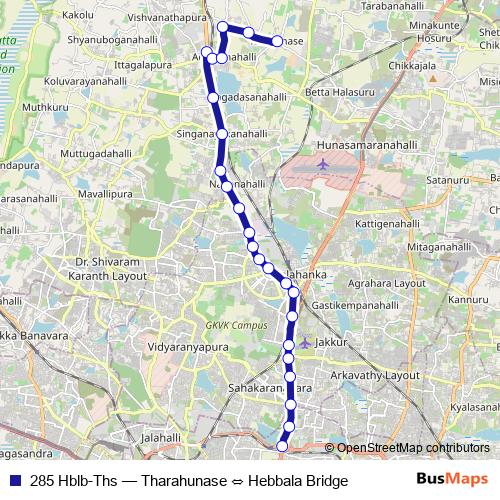 285 Hblb-Ths bus Line Map
