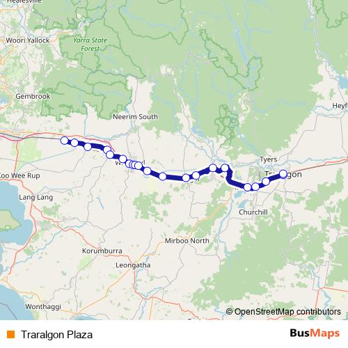 Traralgon Plaza bus Line Map