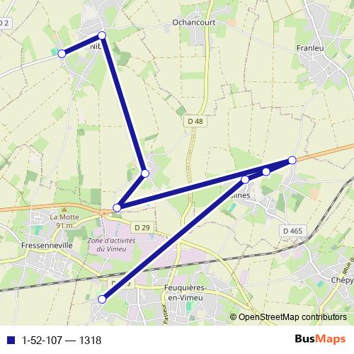 1-52-107 bus Line Map