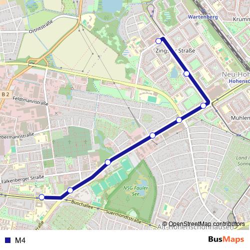 M4 bus Line Map