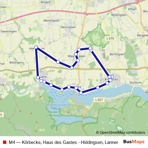 M4 bus Line Map