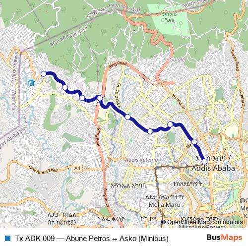 Tx ADK 009 bus Line Map