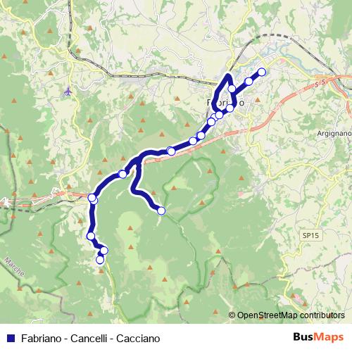 Fabriano - Cancelli - Cacciano bus Line Map