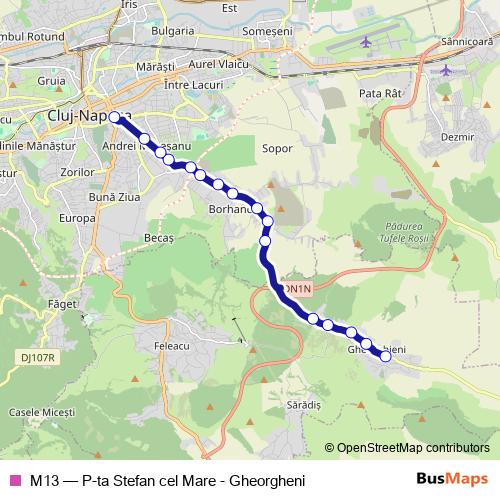 M13 bus Line Map