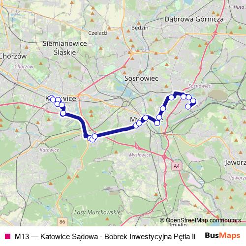 M13 bus Line Map