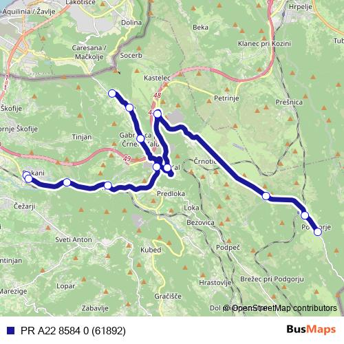 PR A22 8584 0 (61892) bus Line Map