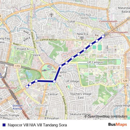Napocor Vill NIA Vill Tandang Sora bus Line Map