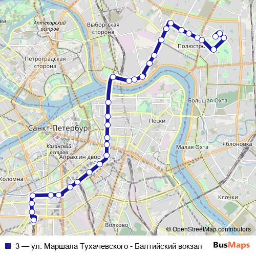 3 trolleybus Line Map