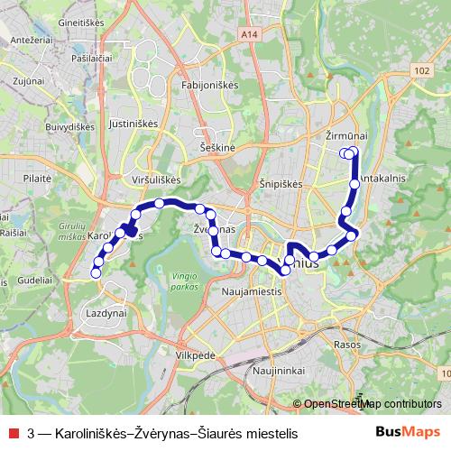 3 trolleybus Line Map