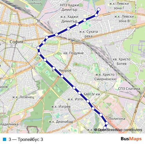3 trolleybus Line Map