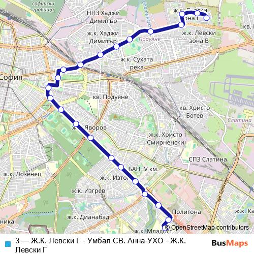 3 trolleybus Line Map
