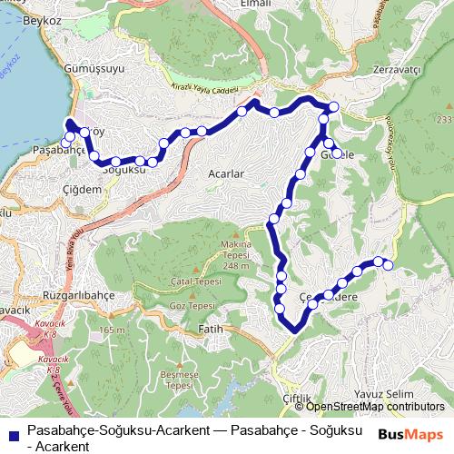 Pasabahçe-Soğuksu-Acarkent bus Line Map
