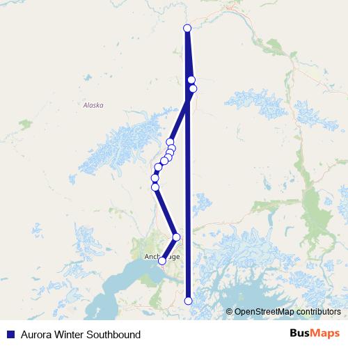 Aurora Winter Southbound rail Line Map